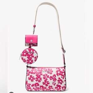 Michael Kors Jet Set Small Sequined Floral Print Crossbody, Coin and AirPod Case